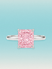 Fancy Pink Radiant Cut Solitaire Lab Grown Diamond Engagement Ring