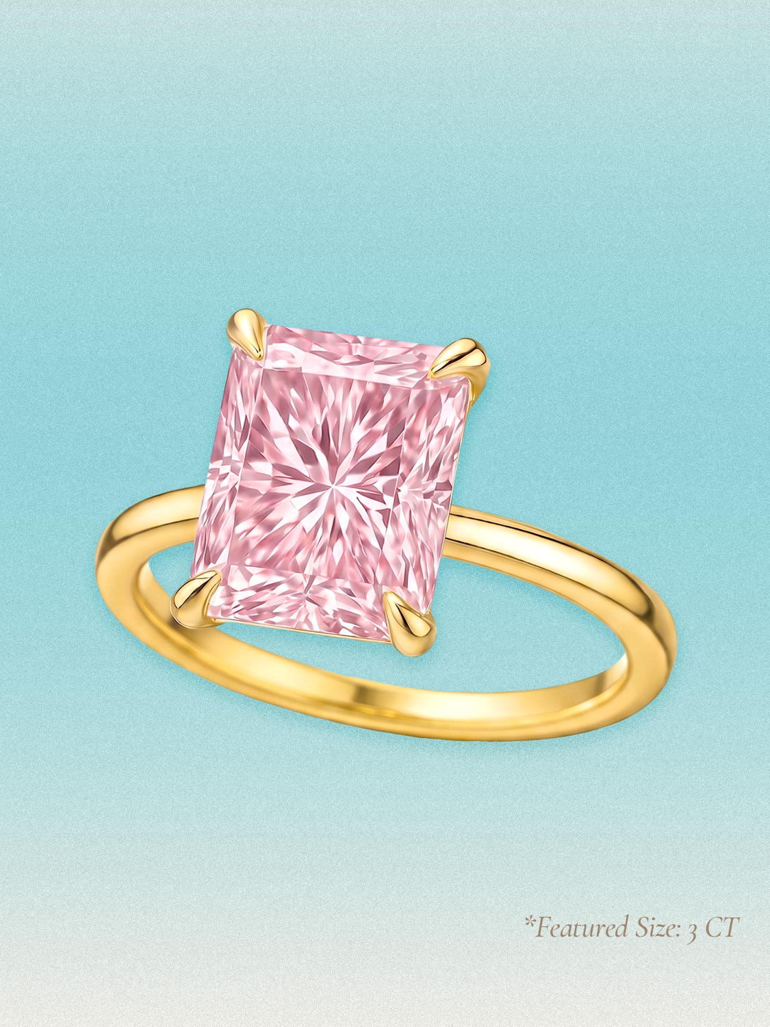 Fancy Pink Radiant Cut Solitaire Lab Grown Diamond Engagement Ring