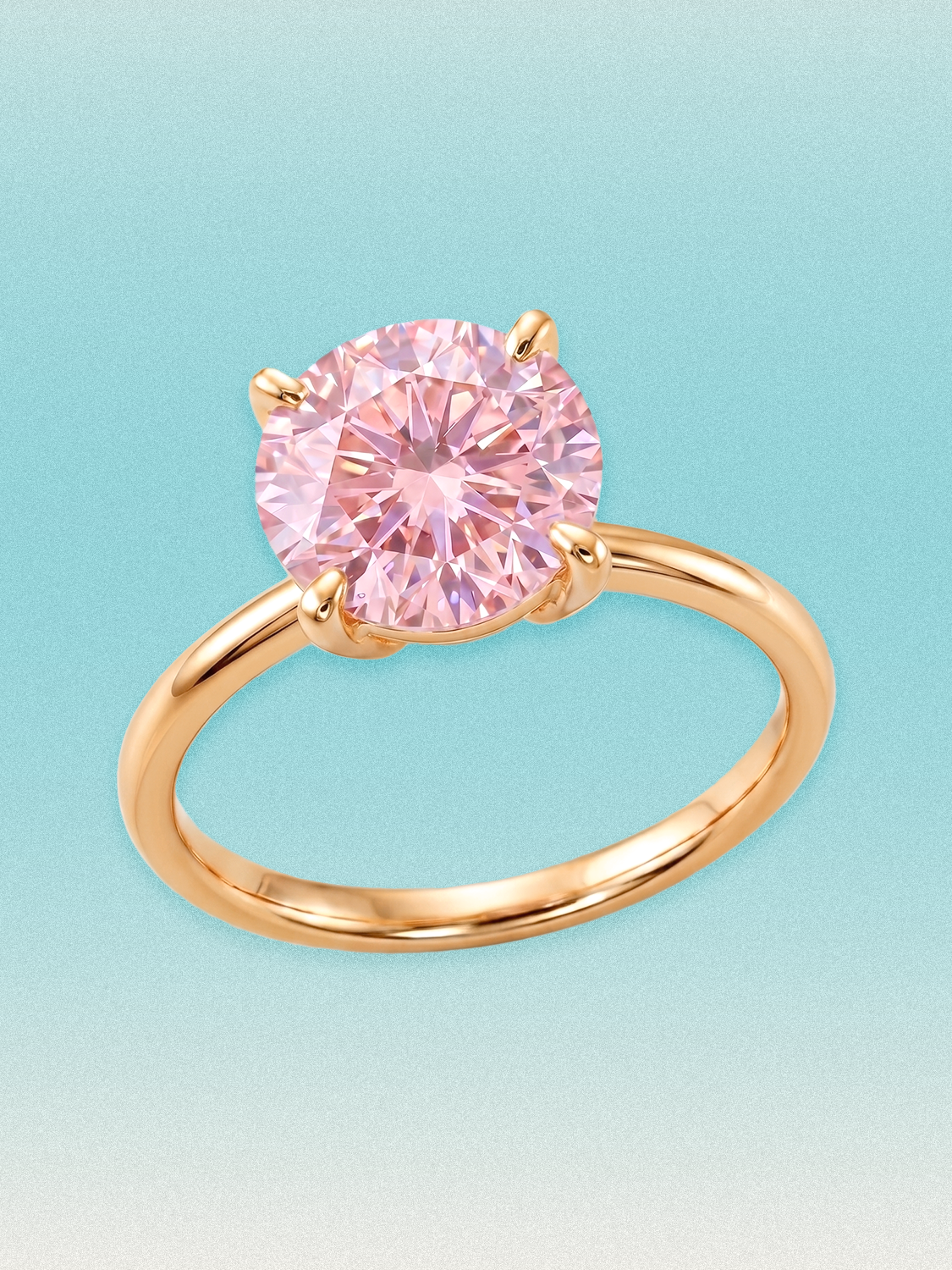 Fancy Pink Round Cut 4-Prong Solitaire Lab Grown Diamond Engagement Ring