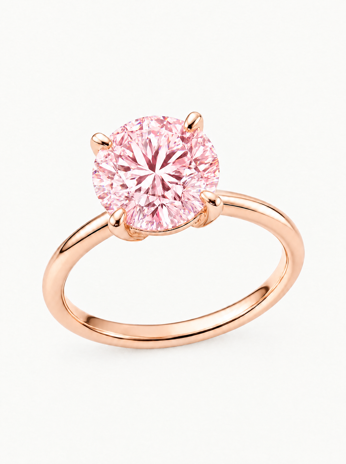 Fancy Pink Round Cut 4-Prong Solitaire Lab-Grown Diamond Engagement Ring in 14K rose gold — Bow Tie Lab Diamonds