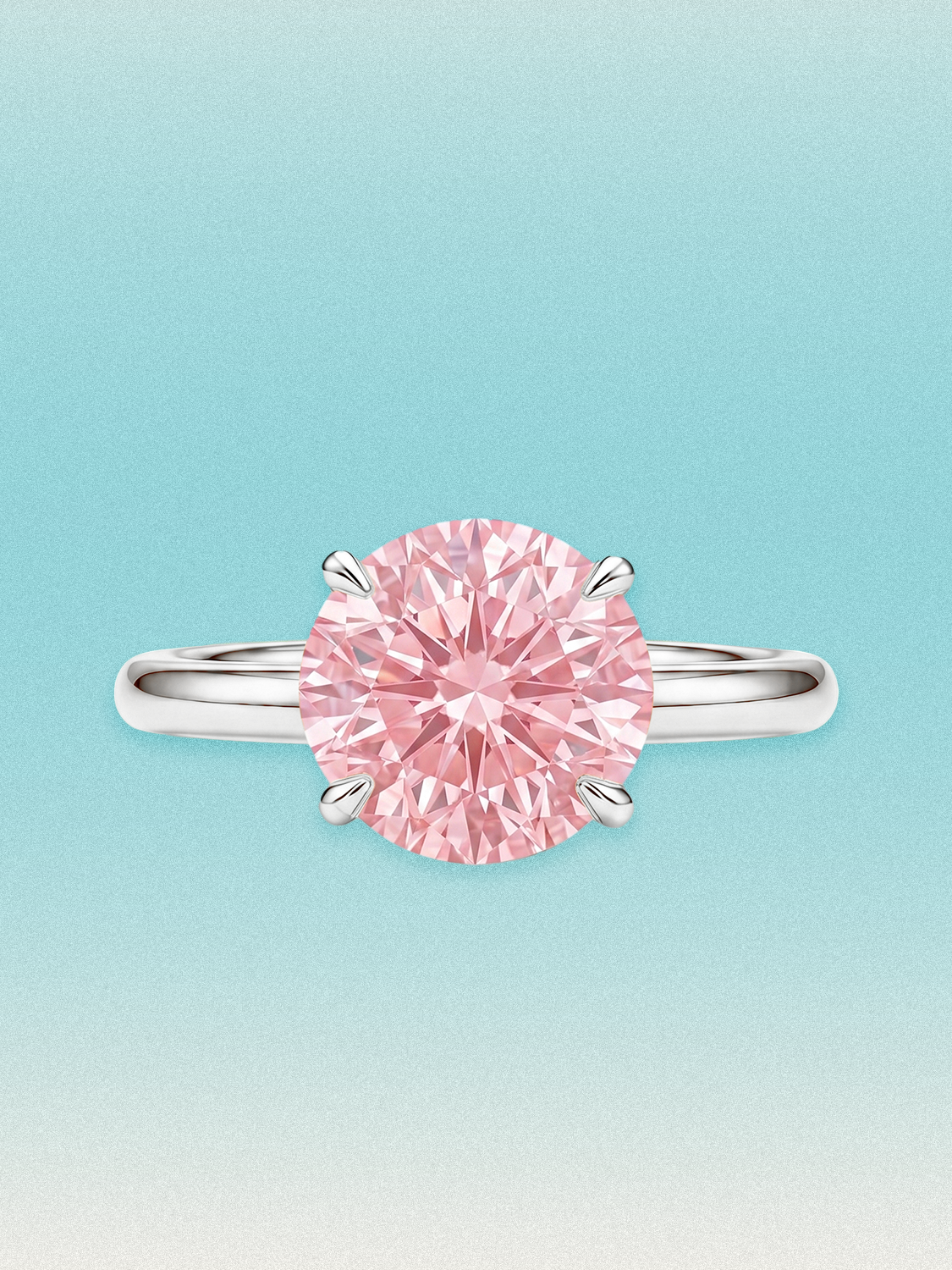 Fancy Pink Round Cut 4-Prong Solitaire Lab Grown Diamond Engagement Ring
