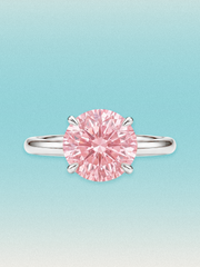 Fancy Pink Round Cut 4-Prong Solitaire Lab Grown Diamond Engagement Ring