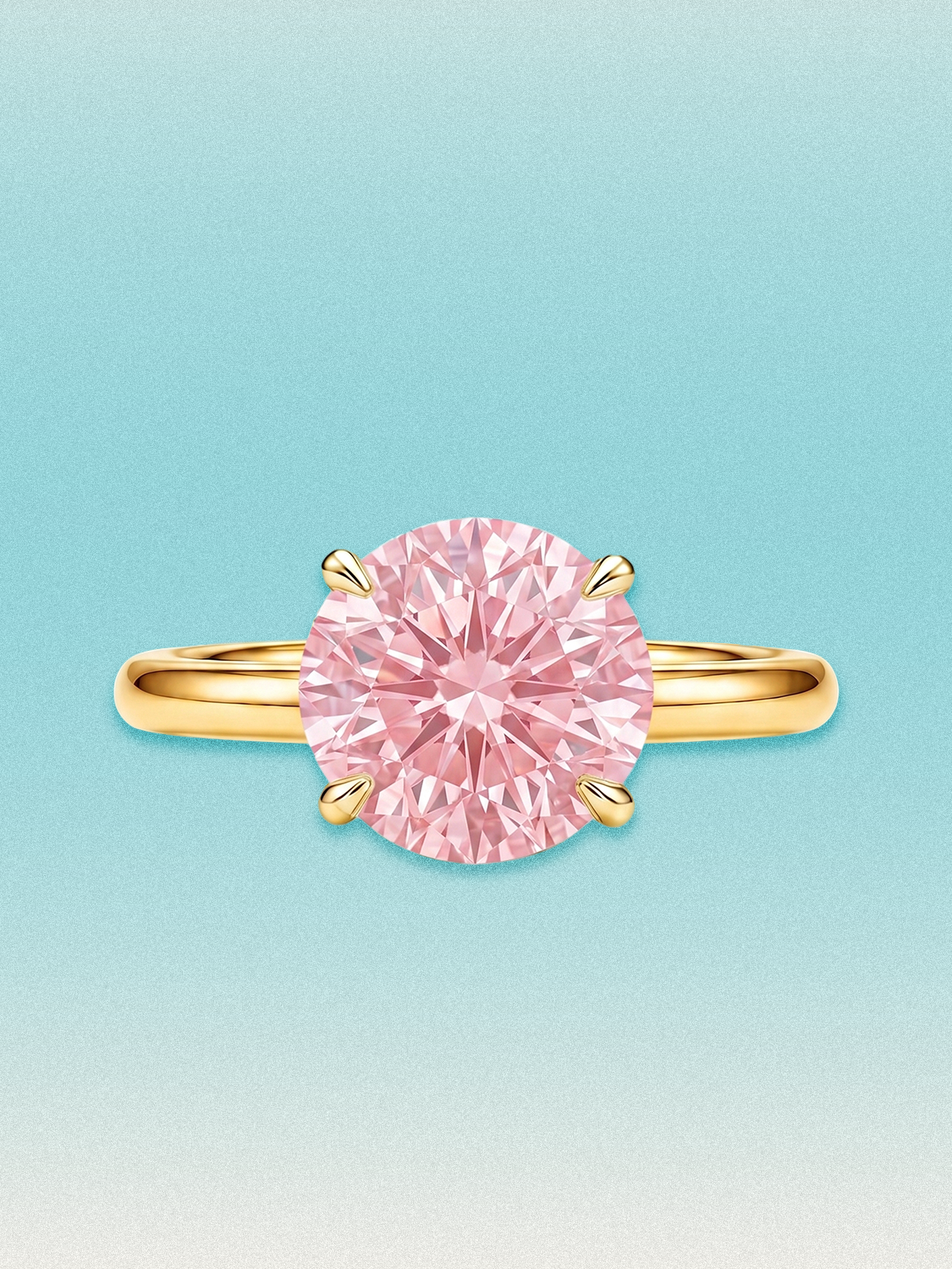 Fancy Pink Round Cut 4-Prong Solitaire Lab Grown Diamond Engagement Ring
