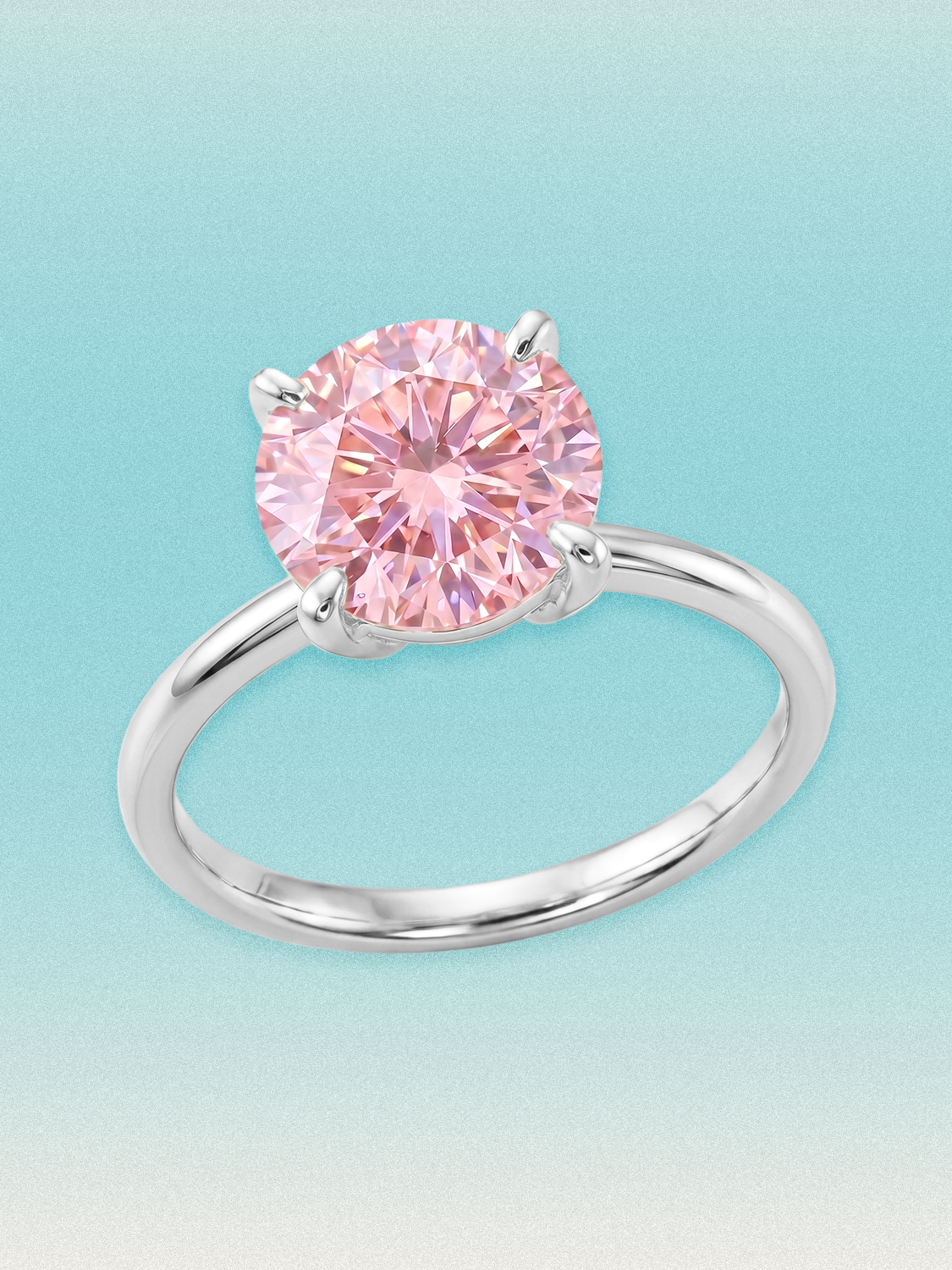 Fancy Pink Round Cut 4-Prong Solitaire Lab Grown Diamond Engagement Ring