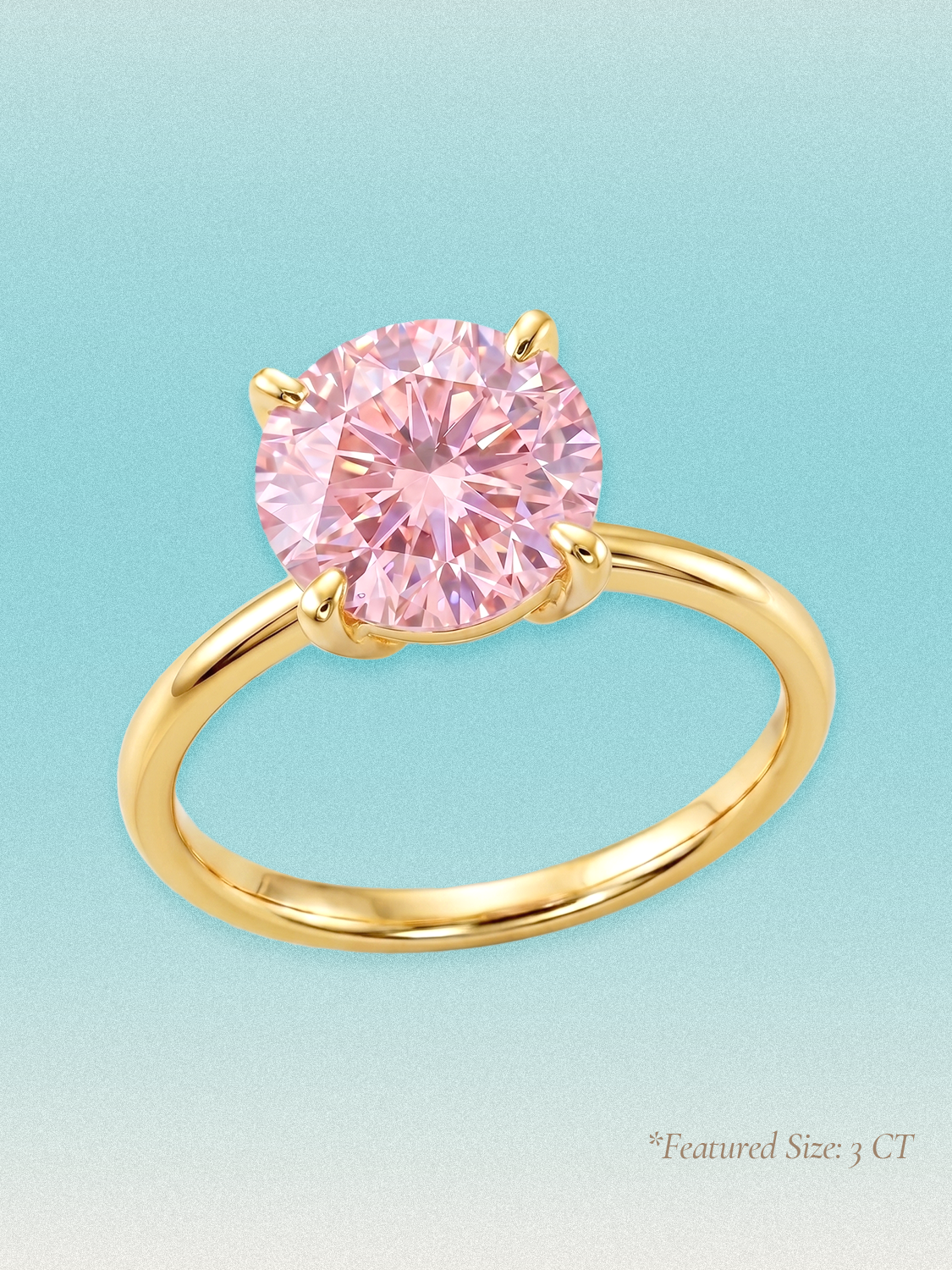 Fancy Pink Round Cut 4-Prong Solitaire Lab Grown Diamond Engagement Ring