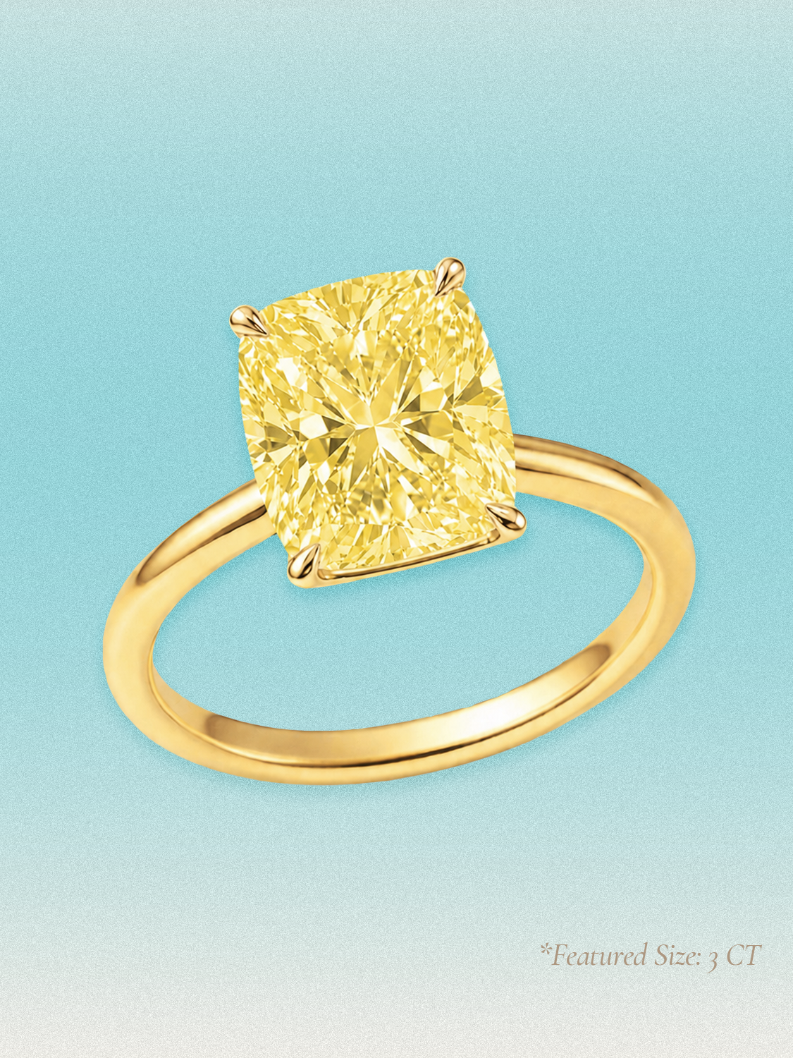 Fancy Yellow Cushion Cut Solitaire Lab Grown Diamond Engagement Ring