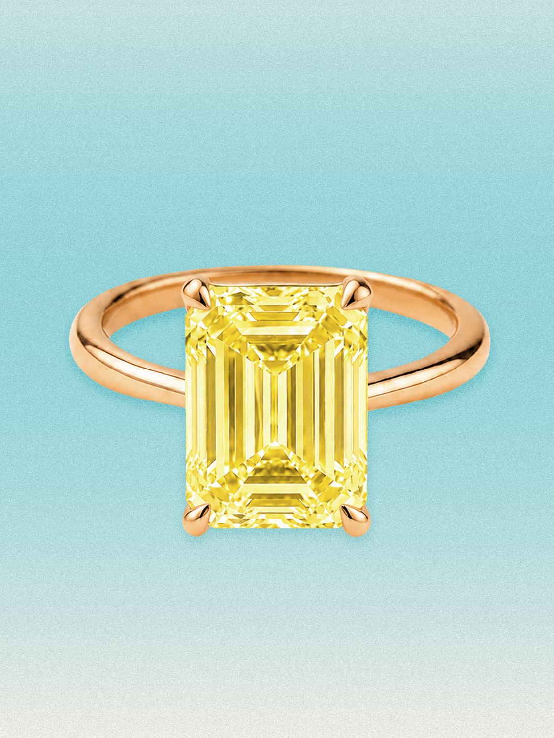 Fancy Yellow Emerald Cut Solitaire Lab Grown Diamond Engagement Ring