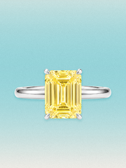 Fancy Yellow Emerald Cut Solitaire Lab Grown Diamond Engagement Ring
