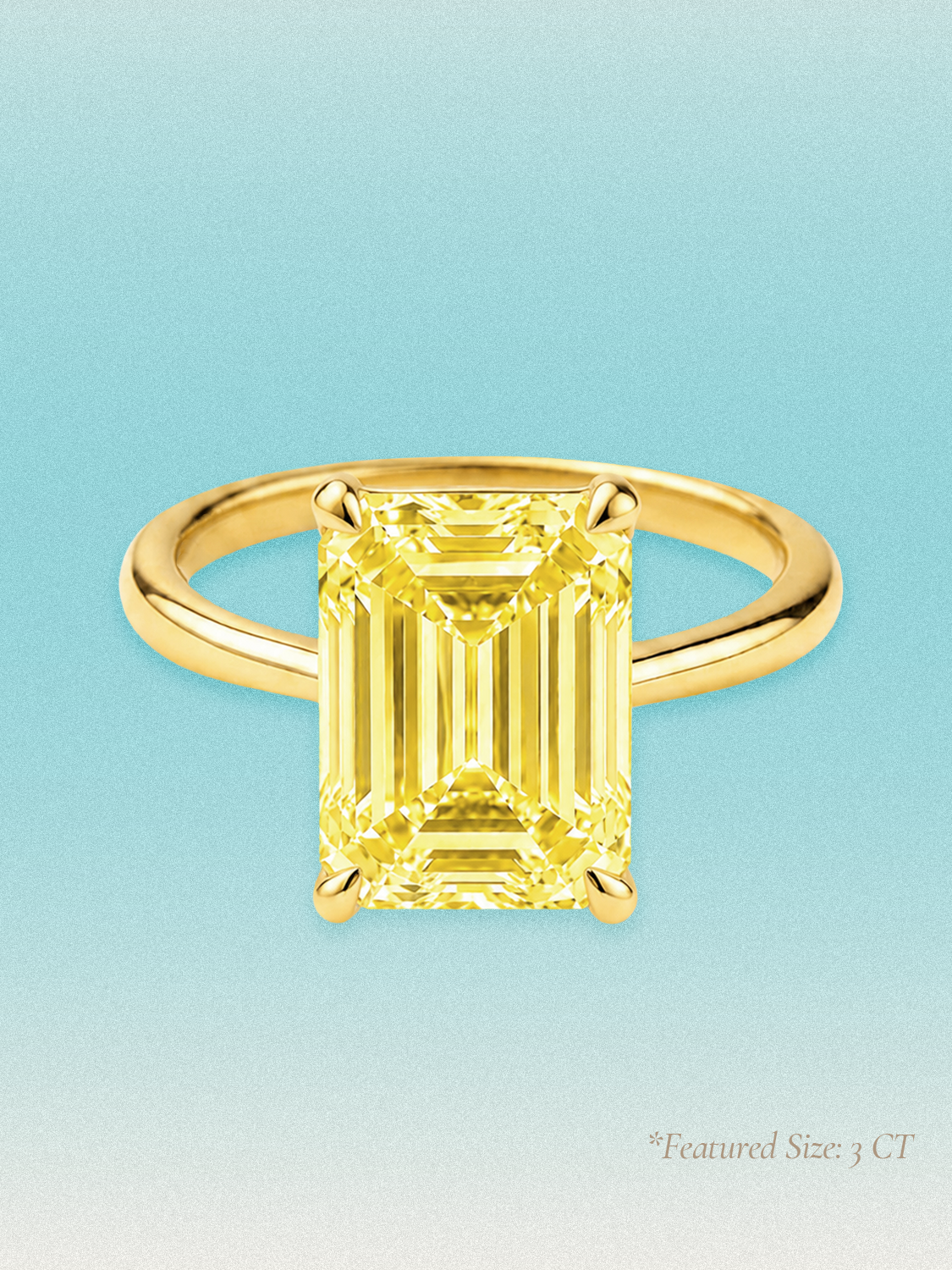 Fancy Yellow Emerald Cut Solitaire Lab Grown Diamond Engagement Ring