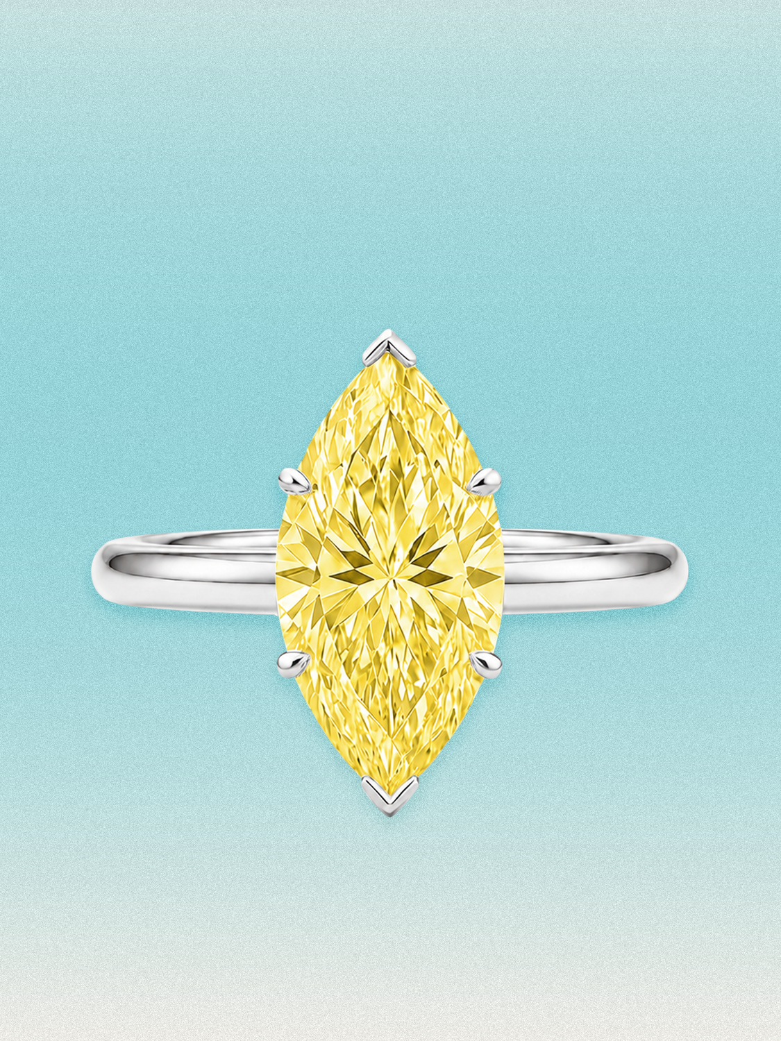Fancy Yellow Marquise Cut Solitaire Lab Grown Diamond Engagement Ring