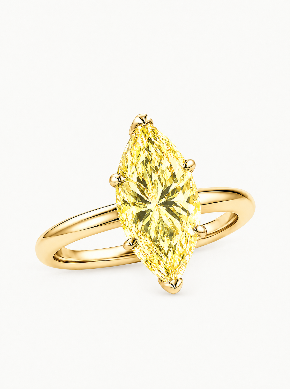 Fancy Yellow Marquise Cut Solitaire Lab-Grown Diamond Engagement Ring in 14K yellow gold — Bow Tie Lab Diamonds