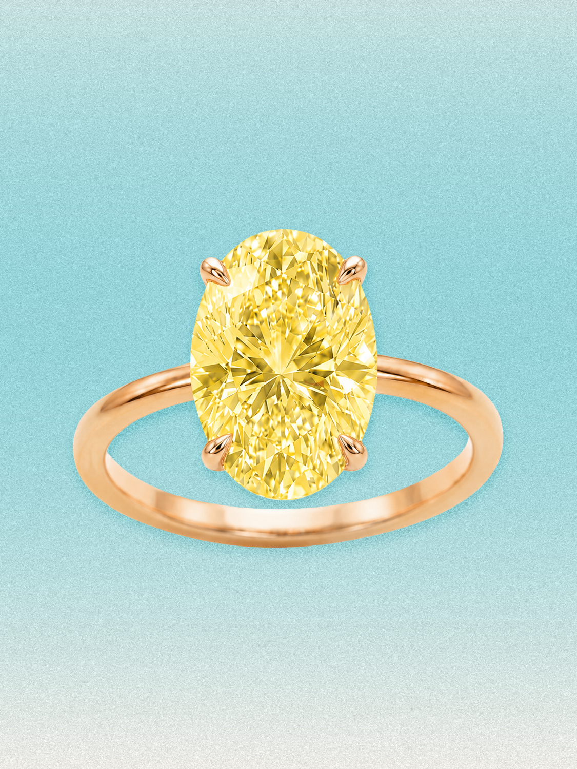 Fancy Yellow Oval Cut Solitaire Lab Grown Diamond Engagement Ring