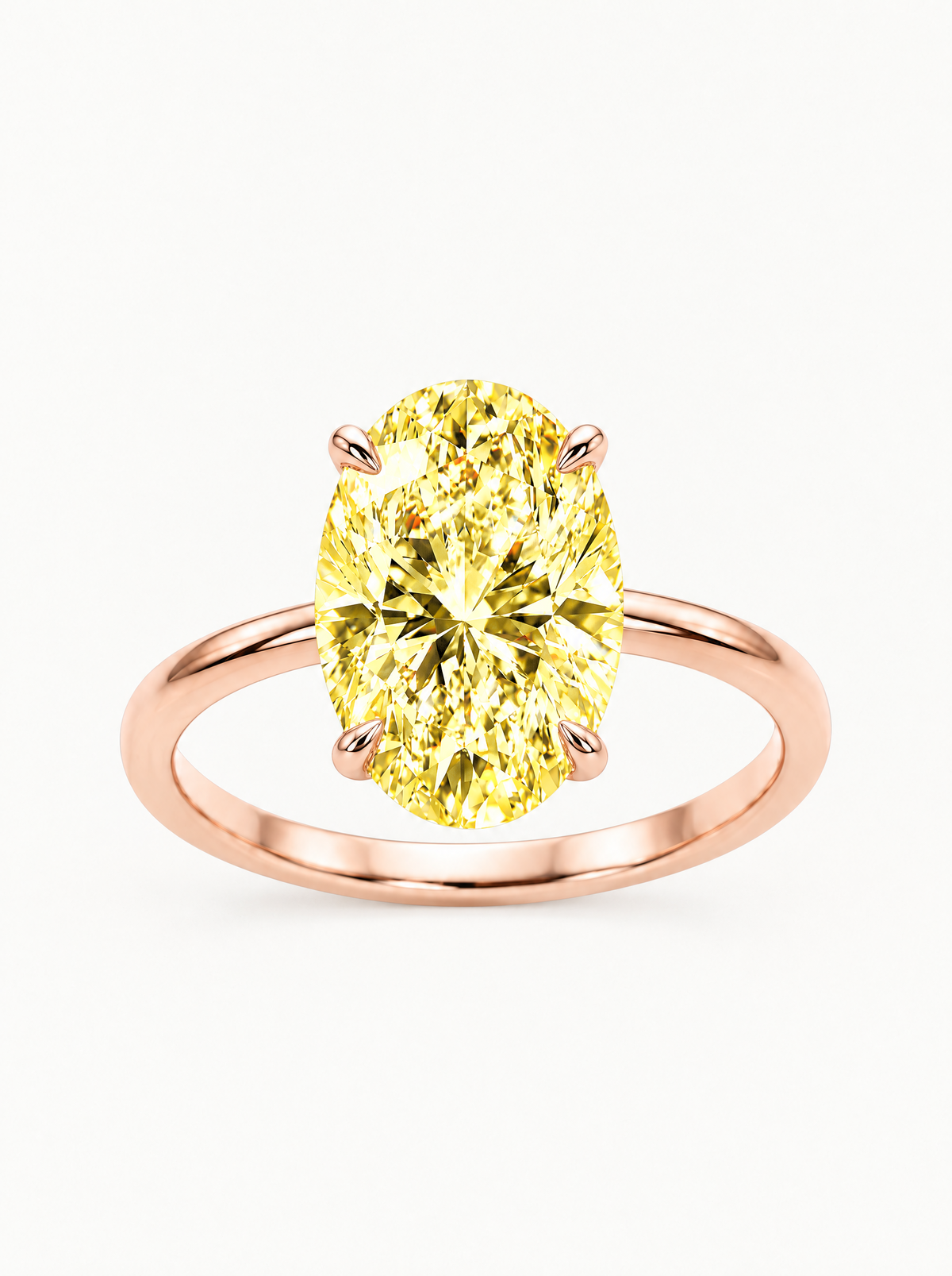 Fancy Yellow Oval Cut Solitaire Lab-Grown Diamond Engagement Ring in 14K rose gold — Bow Tie Lab Diamonds