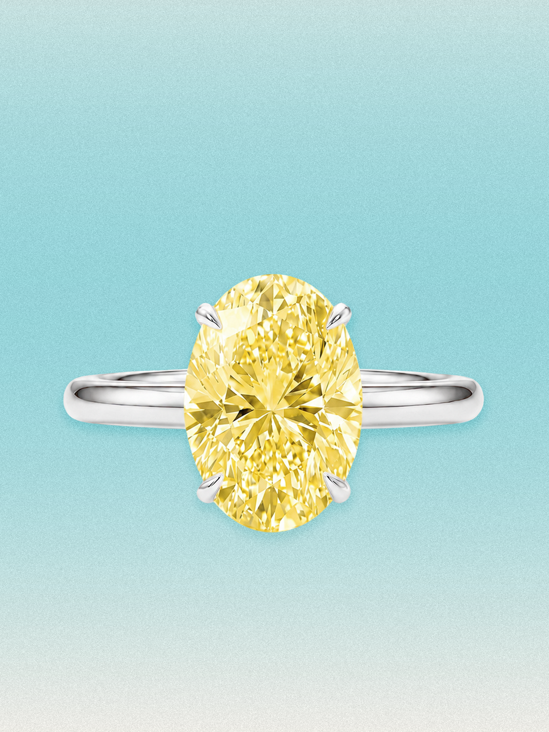 Fancy Yellow Oval Cut Solitaire Lab Grown Diamond Engagement Ring