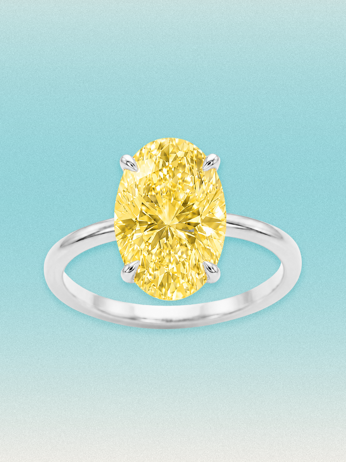 Fancy Yellow Oval Cut Solitaire Lab Grown Diamond Engagement Ring