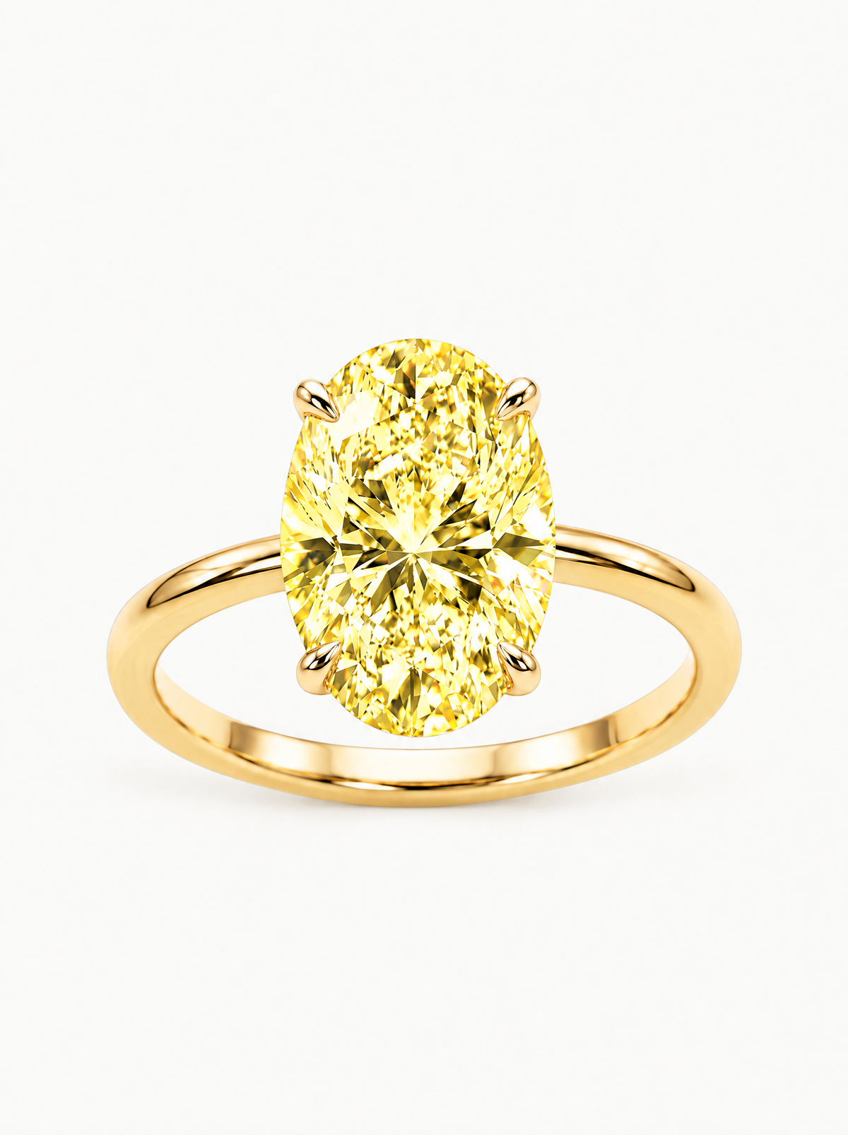 Fancy Yellow Oval Cut Solitaire Lab-Grown Diamond Engagement Ring in 14K yellow gold — Bow Tie Lab Diamonds