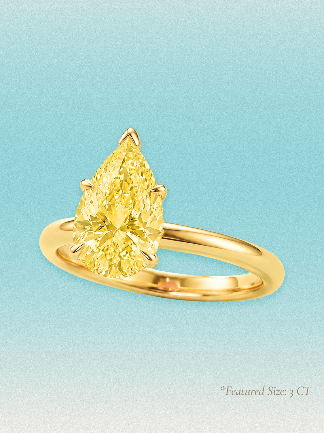 Fancy Yellow Pear Cut Solitaire Lab Grown Diamond Engagement Ring