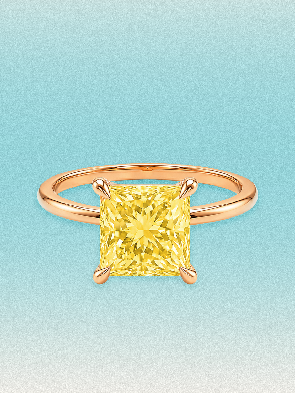 Fancy Yellow Princess Cut Solitaire Lab Grown Diamond Engagement Ring