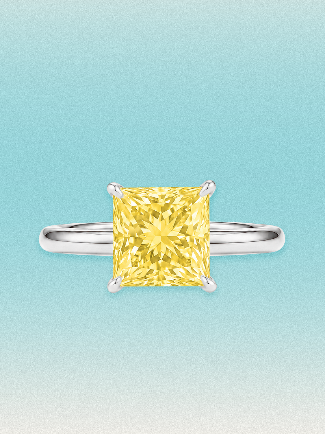 Fancy Yellow Princess Cut Solitaire Lab Grown Diamond Engagement Ring