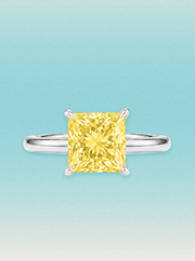 Fancy Yellow Princess Cut Solitaire Lab Grown Diamond Engagement Ring