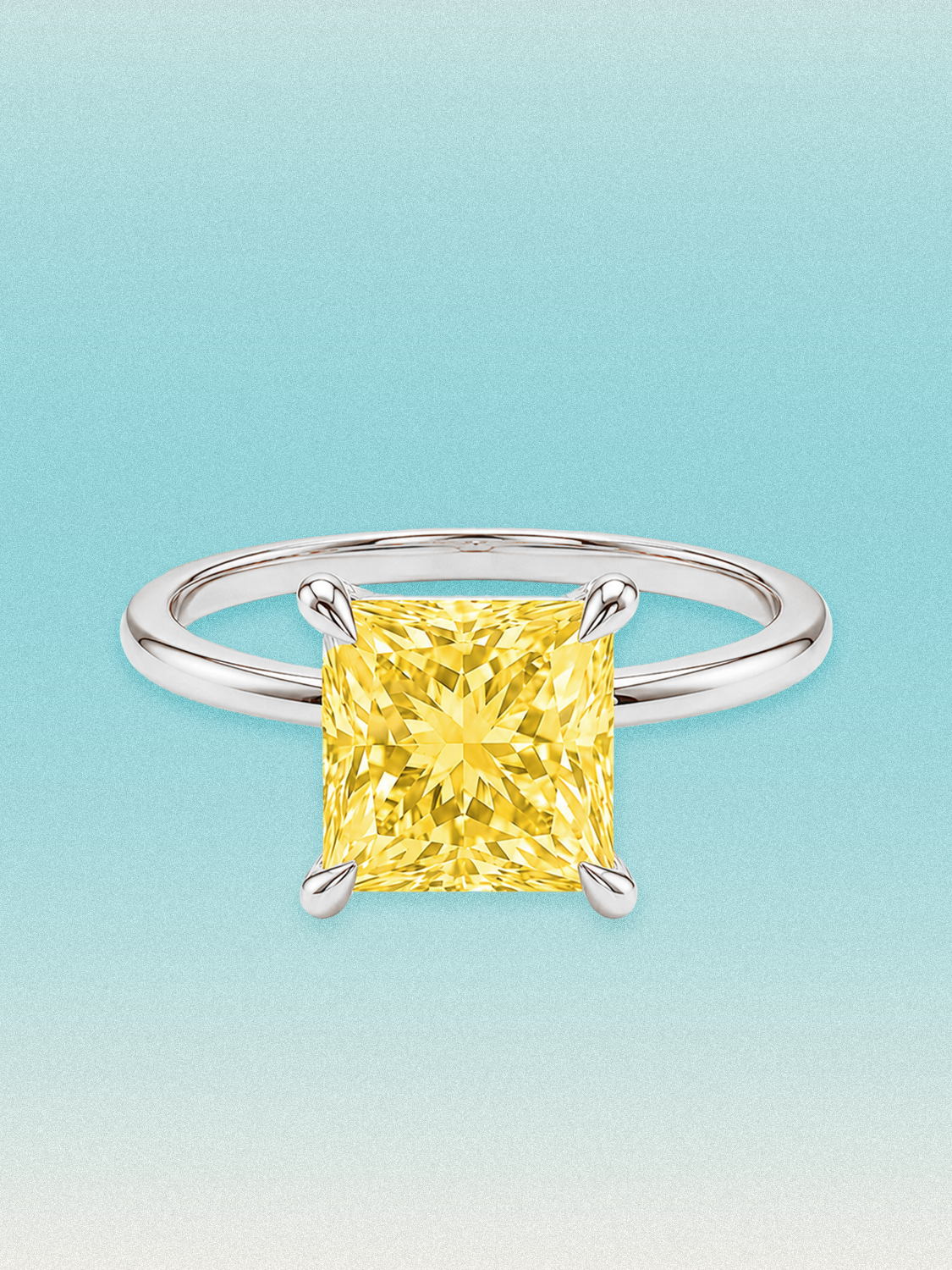 Fancy Yellow Princess Cut Solitaire Lab Grown Diamond Engagement Ring