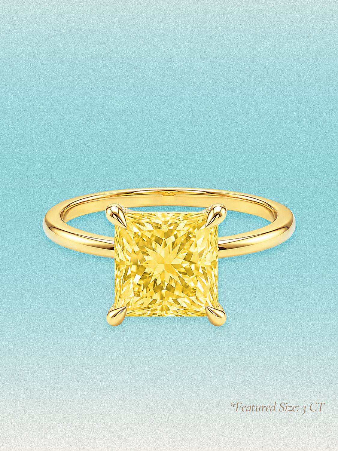 Fancy Yellow Princess Cut Solitaire Lab Grown Diamond Engagement Ring