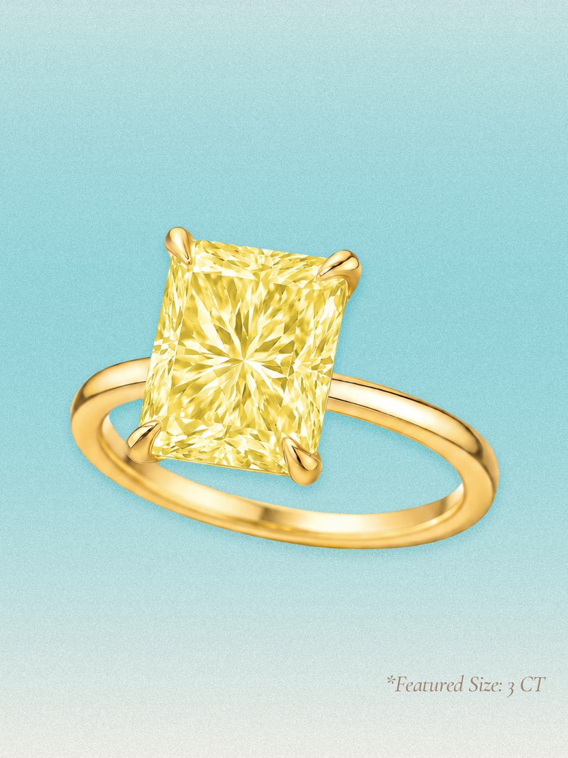 Fancy Yellow Radiant Cut Solitaire Lab Grown Diamond Engagement Ring