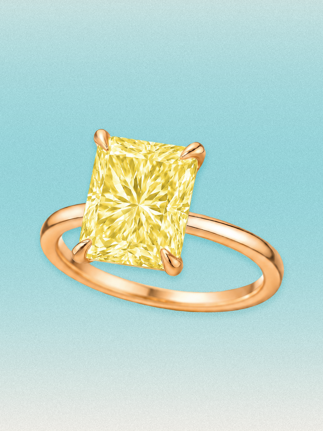 Fancy Yellow Radiant Cut Solitaire Lab Grown Diamond Engagement Ring