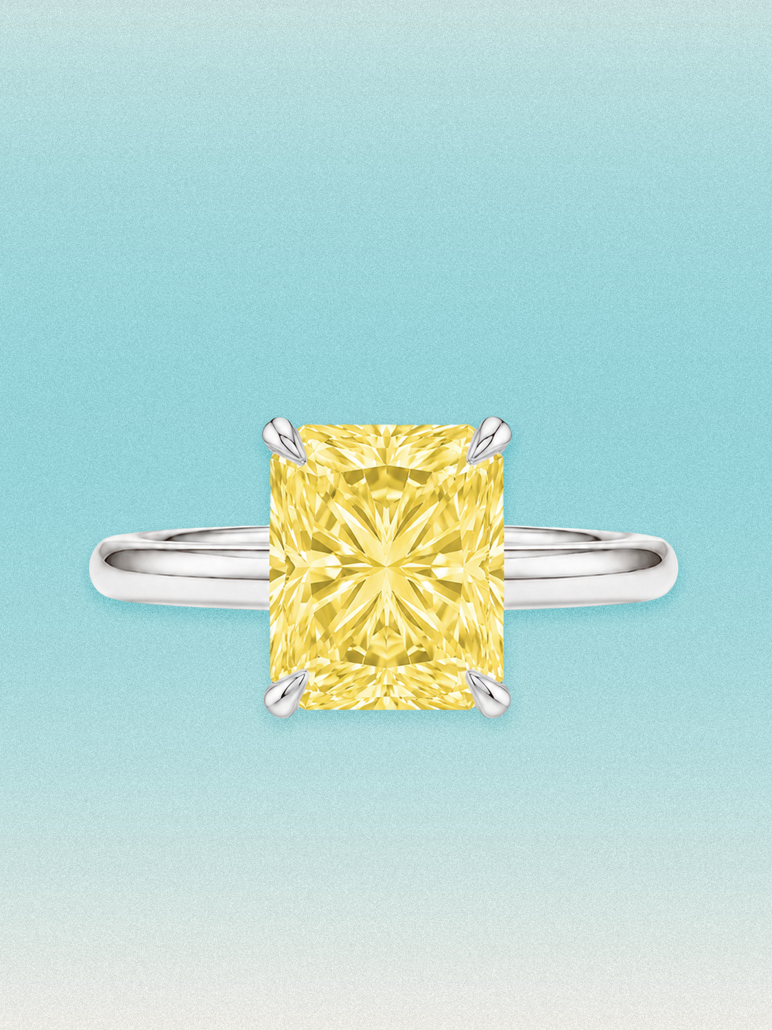 Fancy Yellow Radiant Cut Solitaire Lab Grown Diamond Engagement Ring