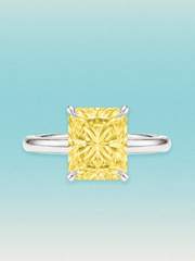 Fancy Yellow Radiant Cut Solitaire Lab Grown Diamond Engagement Ring