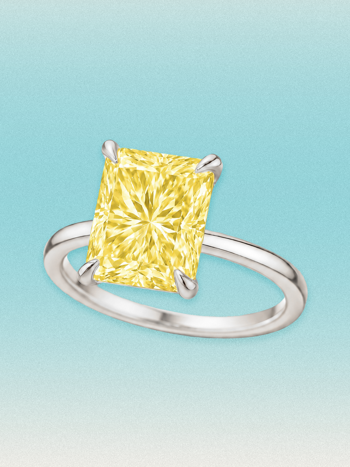 Fancy Yellow Radiant Cut Solitaire Lab Grown Diamond Engagement Ring