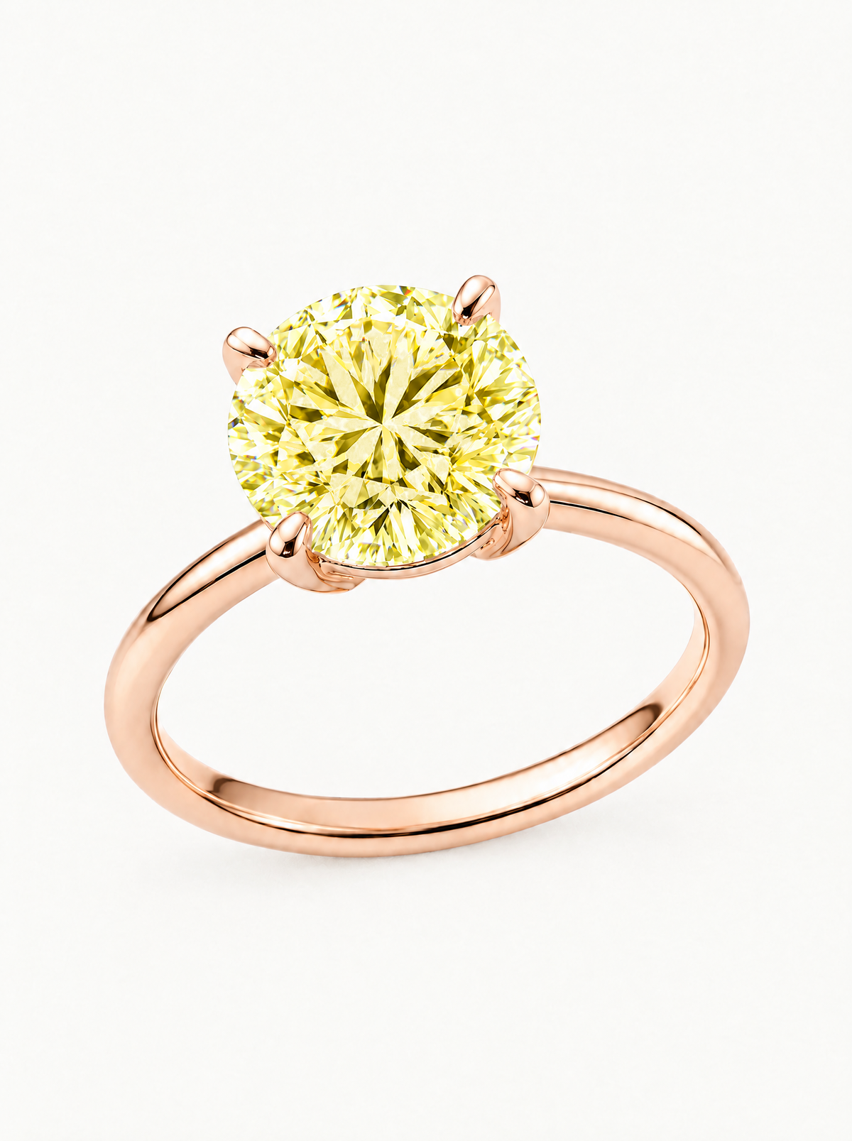 Fancy Yellow Round Cut 4-Prong Solitaire Lab-Grown Diamond Engagement Ring in 14K rose gold — Bow Tie Lab Diamonds