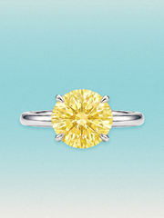 Fancy Yellow Round Cut 4-Prong Solitaire Lab Grown Diamond Engagement Ring