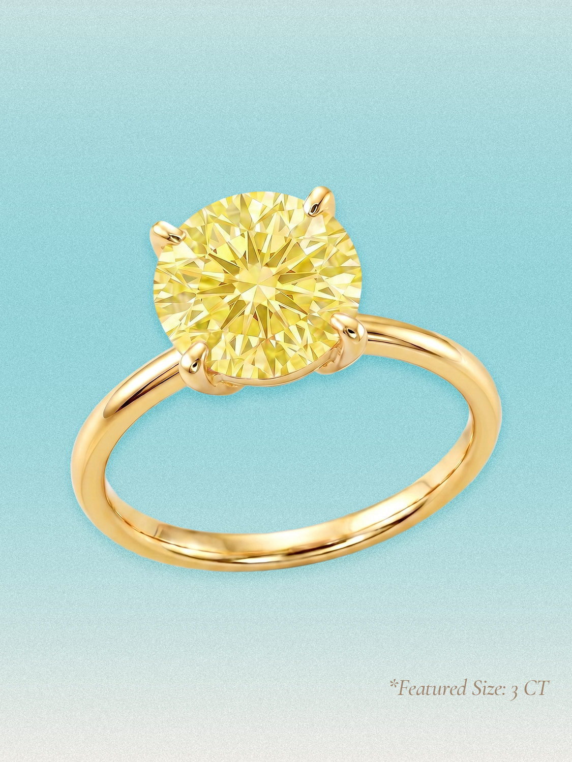 Fancy Yellow Round Cut 4-Prong Solitaire Lab Grown Diamond Engagement Ring
