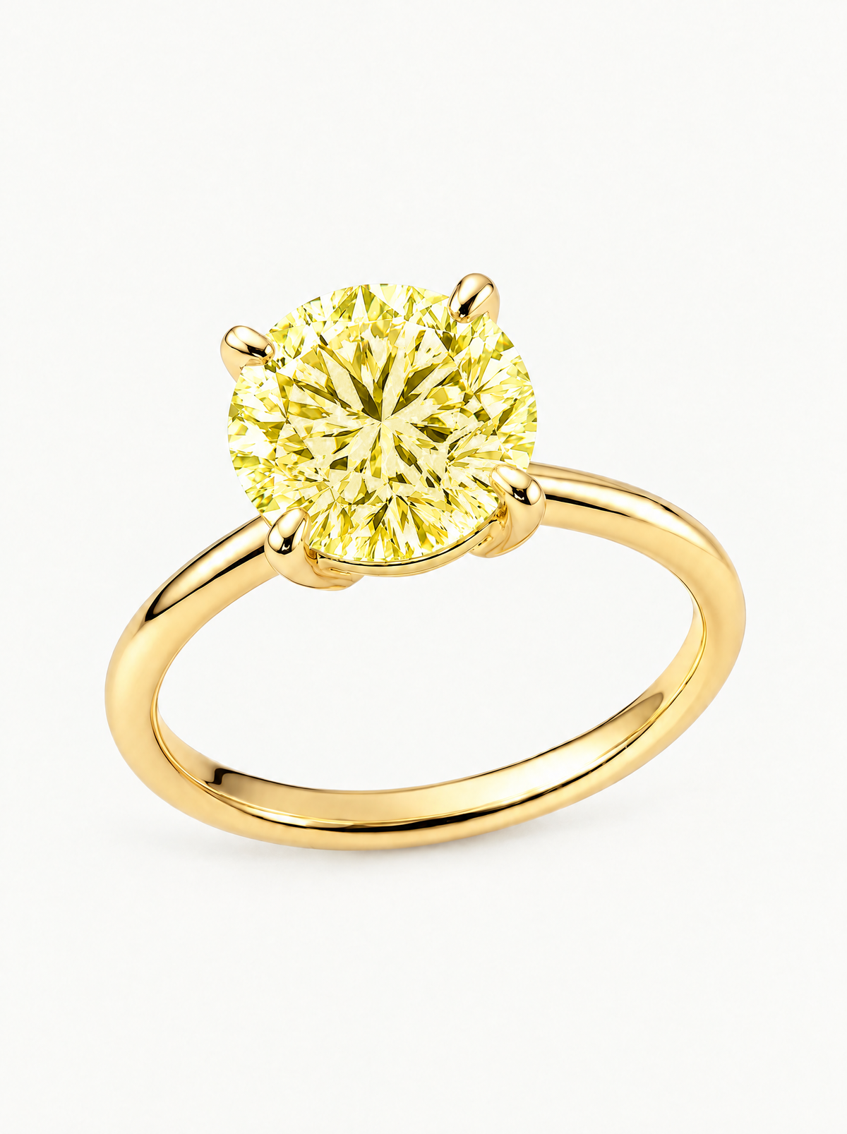 Fancy Yellow Round Cut 4-Prong Solitaire Lab-Grown Diamond Engagement Ring in 14K yellow gold — Bow Tie Lab Diamonds