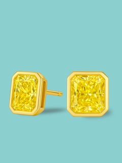 Fancy Yellow Radiant Bezel Studs