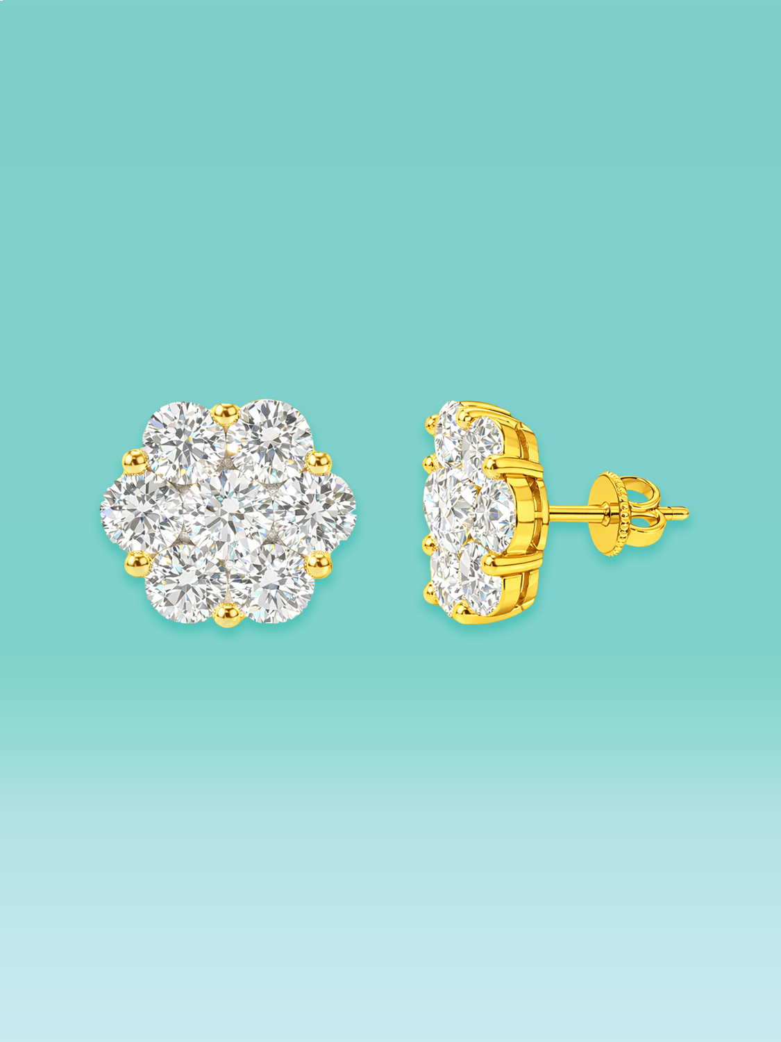 Floating Illusion Flower Cluster Lab Diamond Stud Earrings