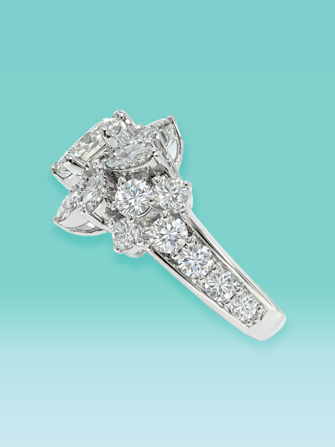 Floral Halo Lab Diamond Statement Ring