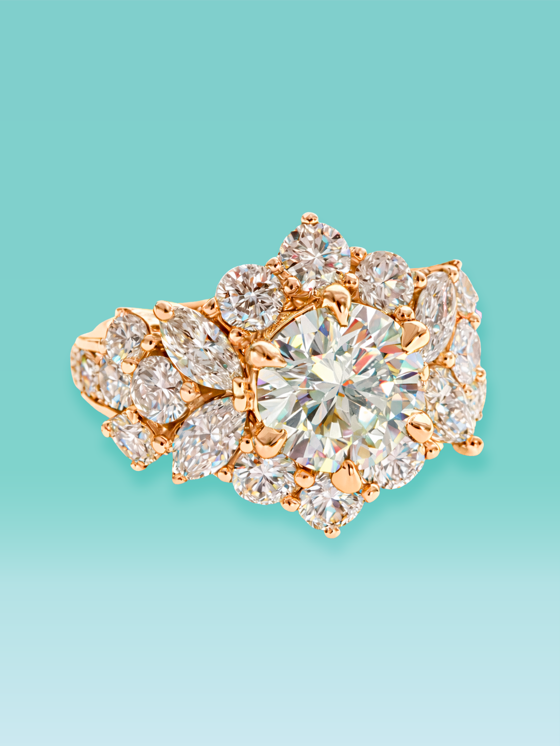 Floral Halo Lab Diamond Statement Ring