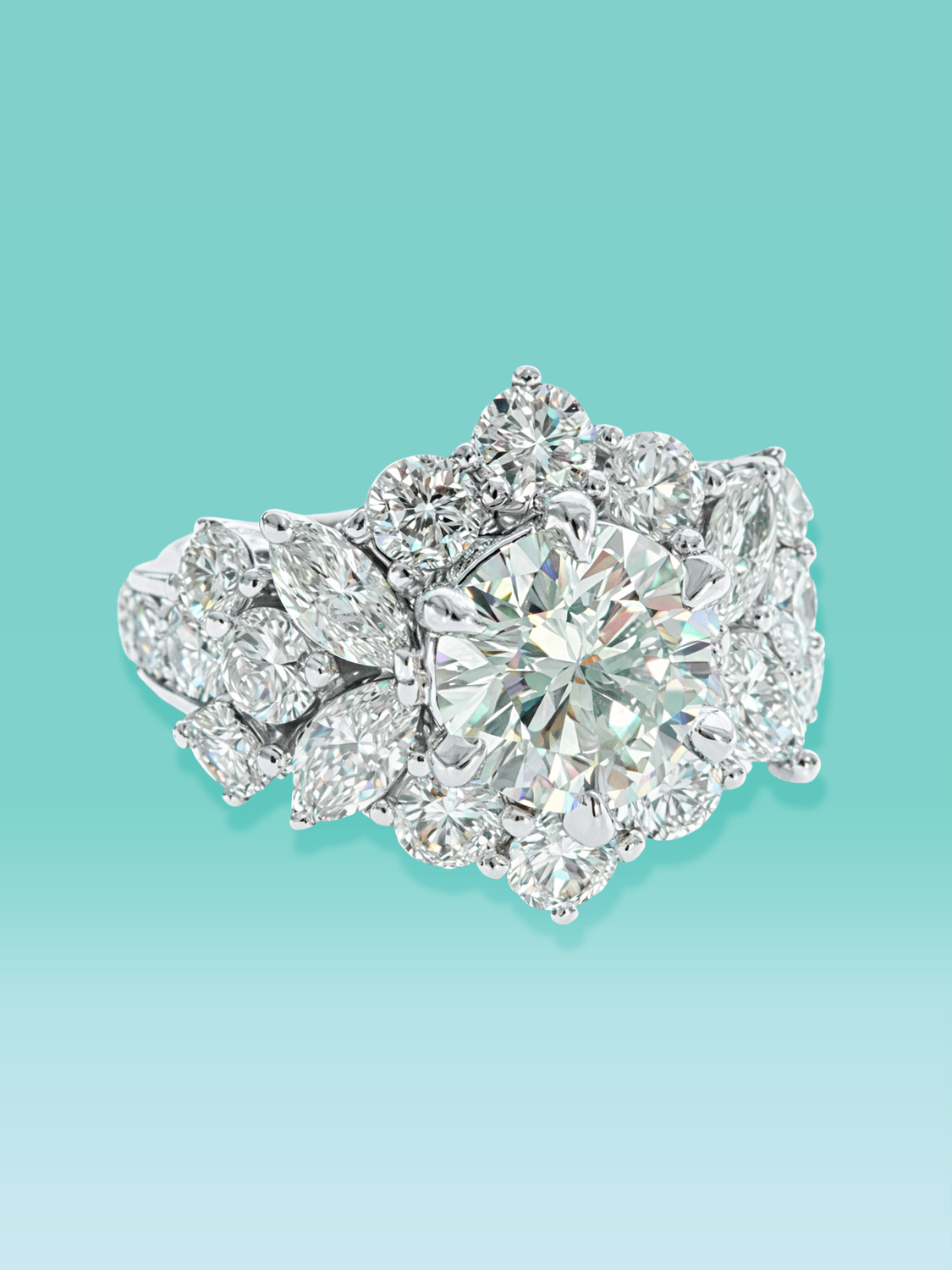 Floral Halo Lab Diamond Statement Ring