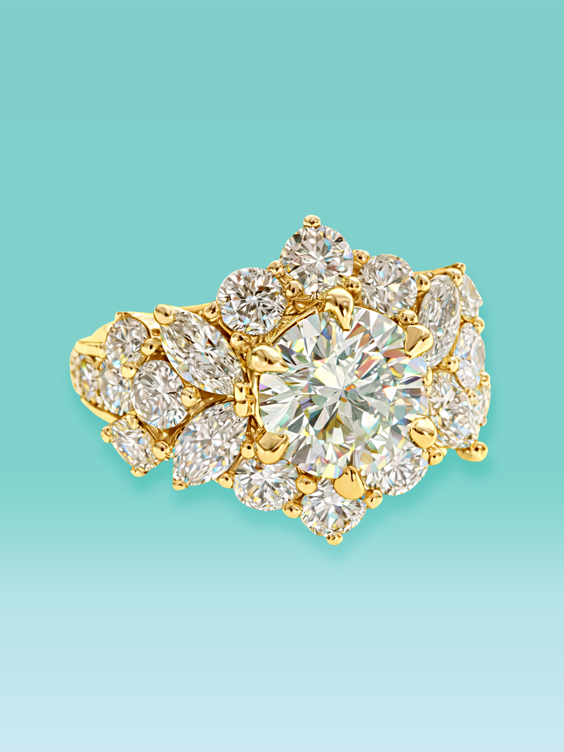 Floral Halo Lab Diamond Statement Ring