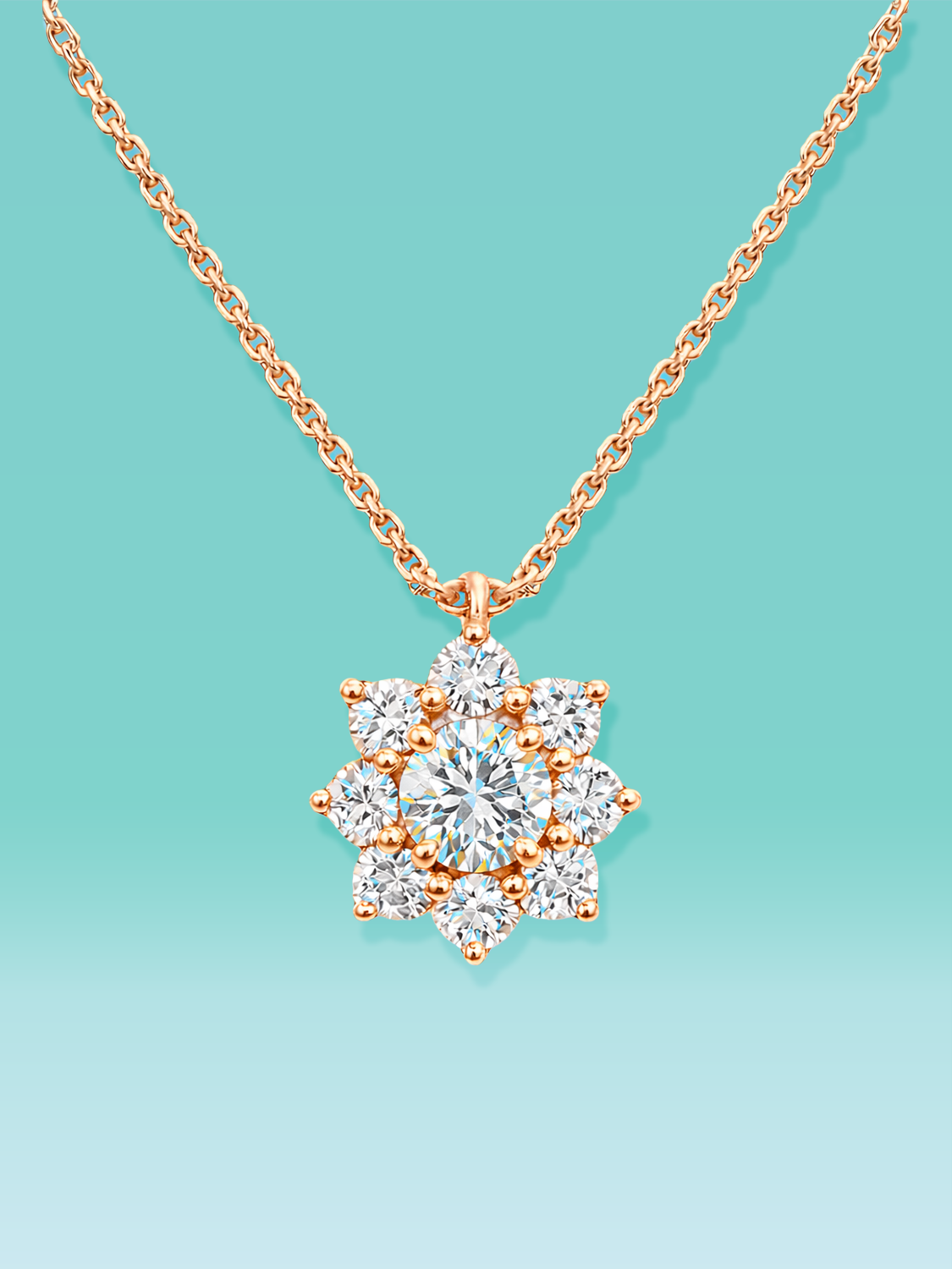 Flower-Shaped Round Cut Lab Diamond Pendant Necklace