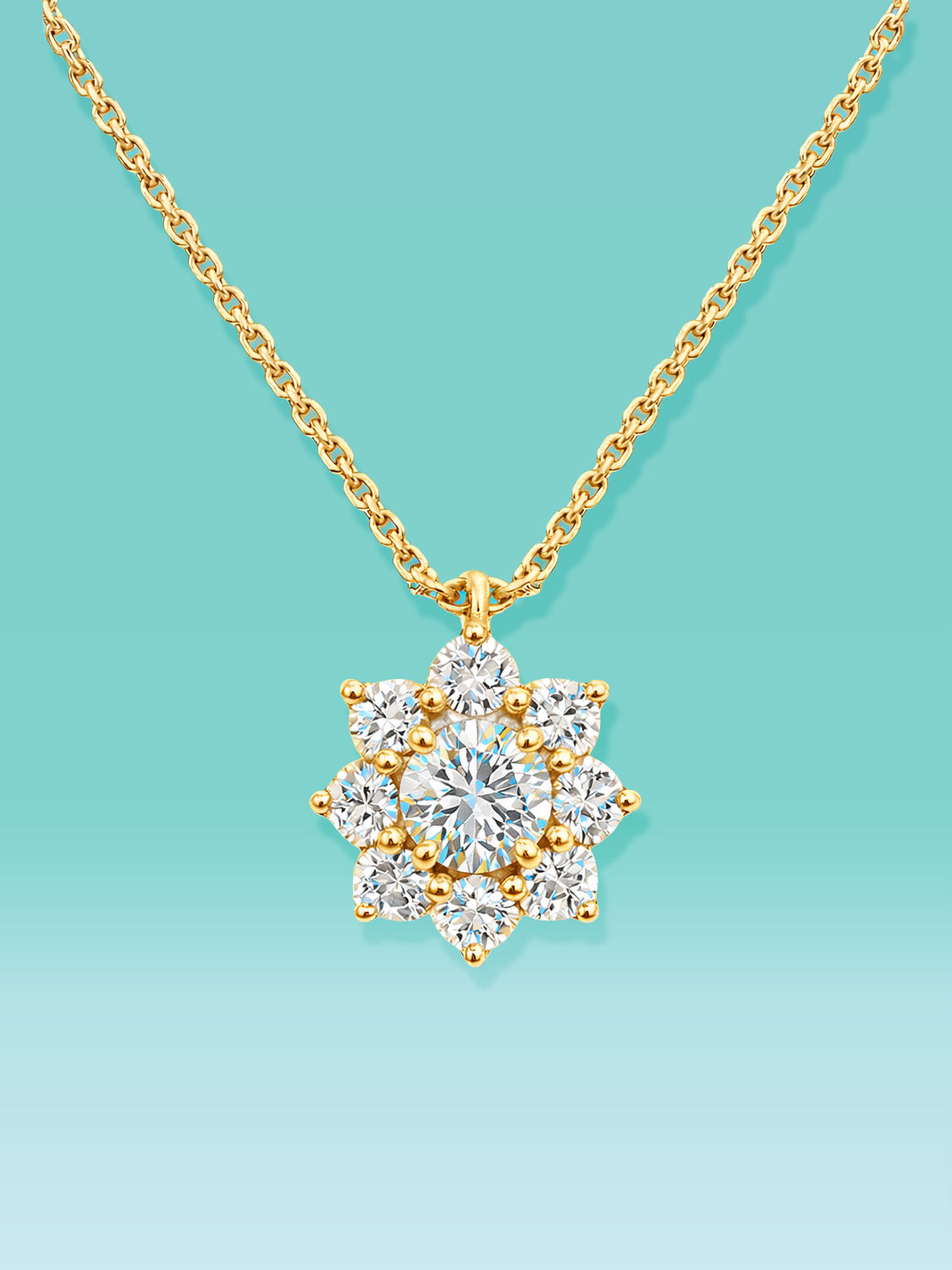 Flower-Shaped Round Cut Lab Diamond Pendant Necklace