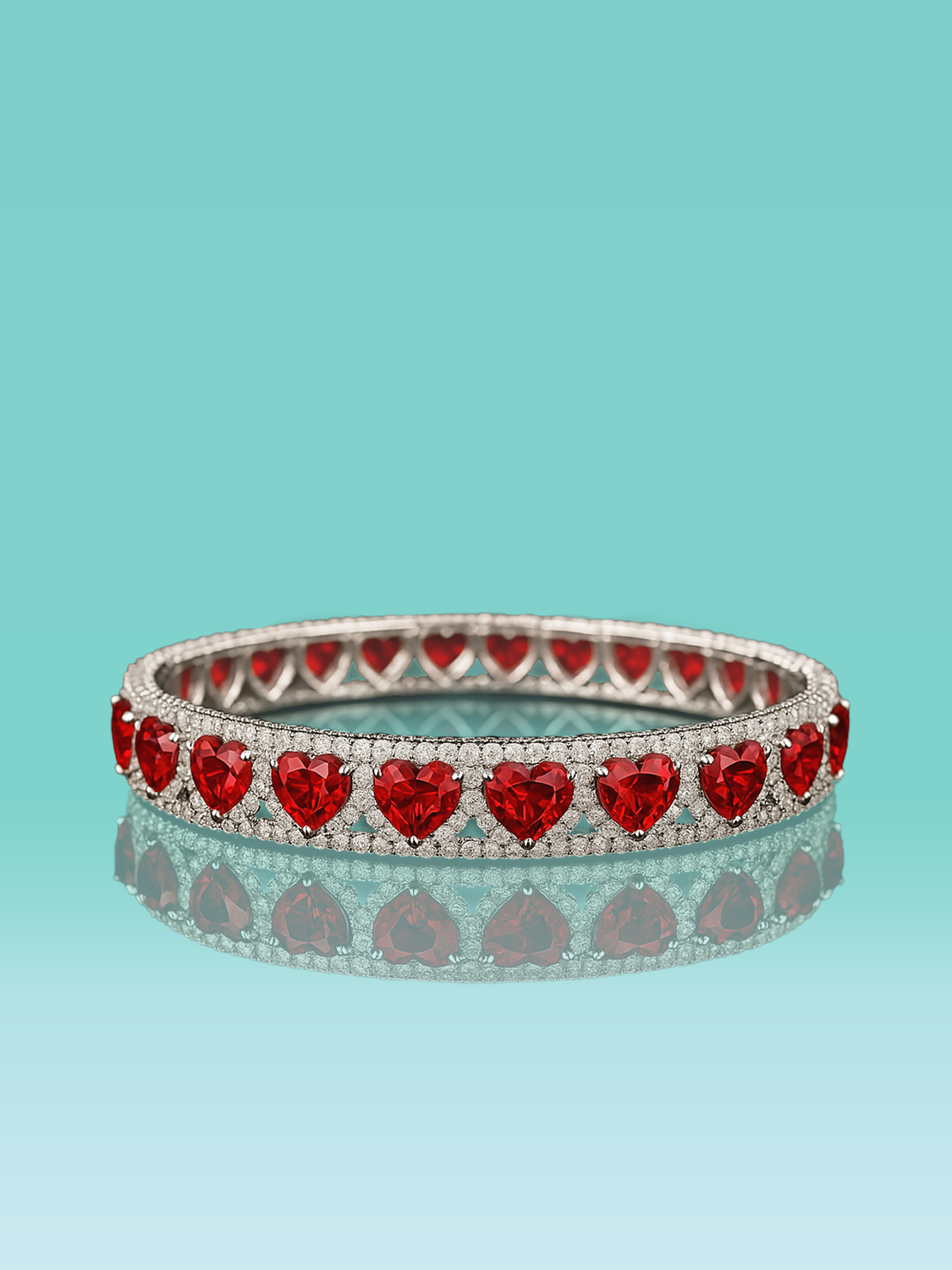 Heart Cut Ruby Lab-Grown Diamond Tennis Bracelet