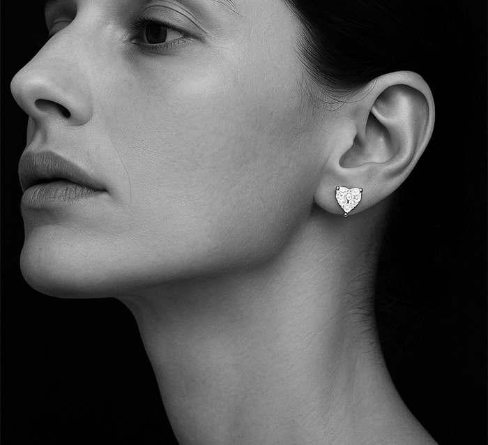 3 Prong Heart Cut Lab Diamond Stud Earrings