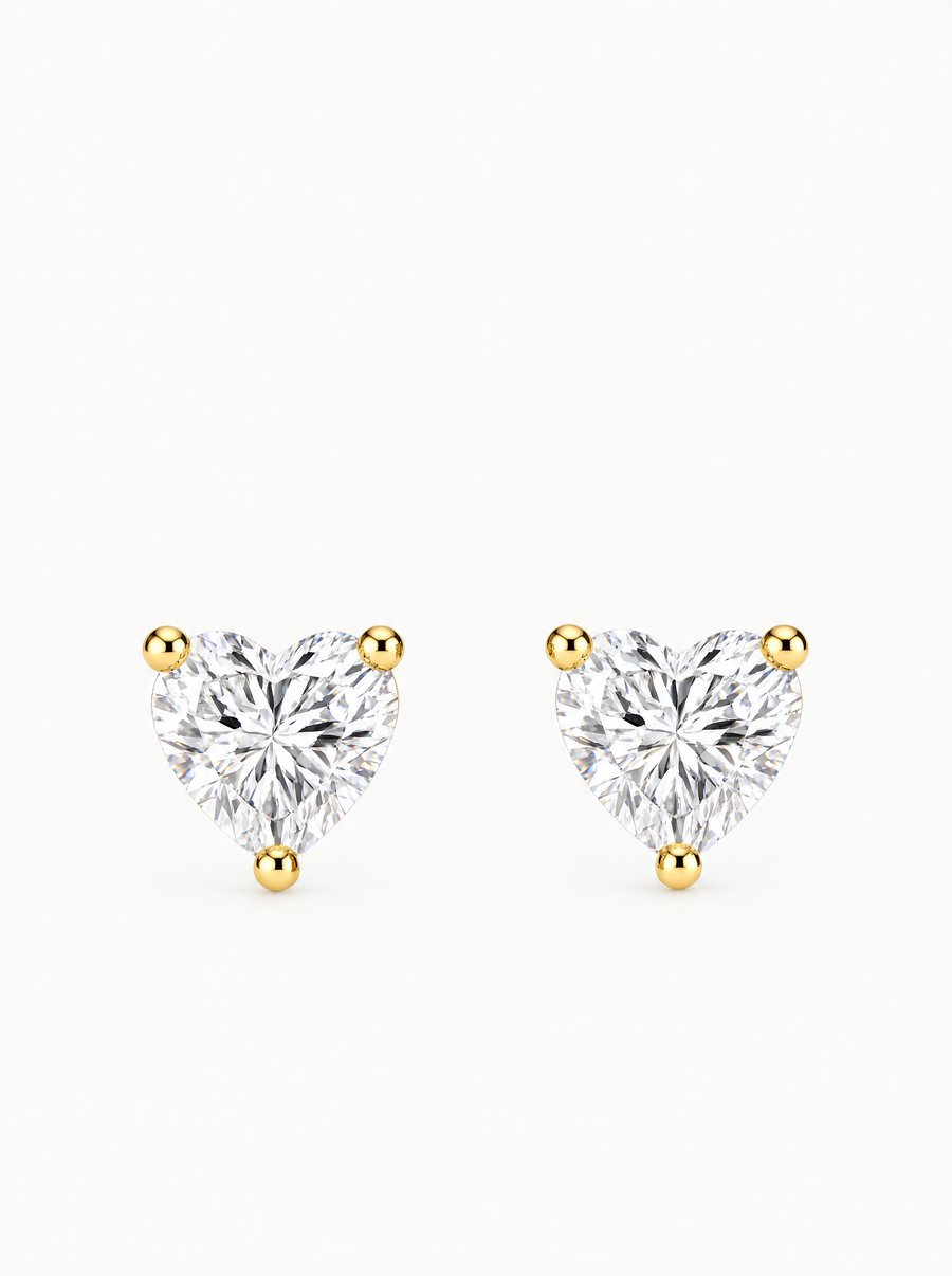 Heart Cut Lab Grown Diamond Stud Earrings