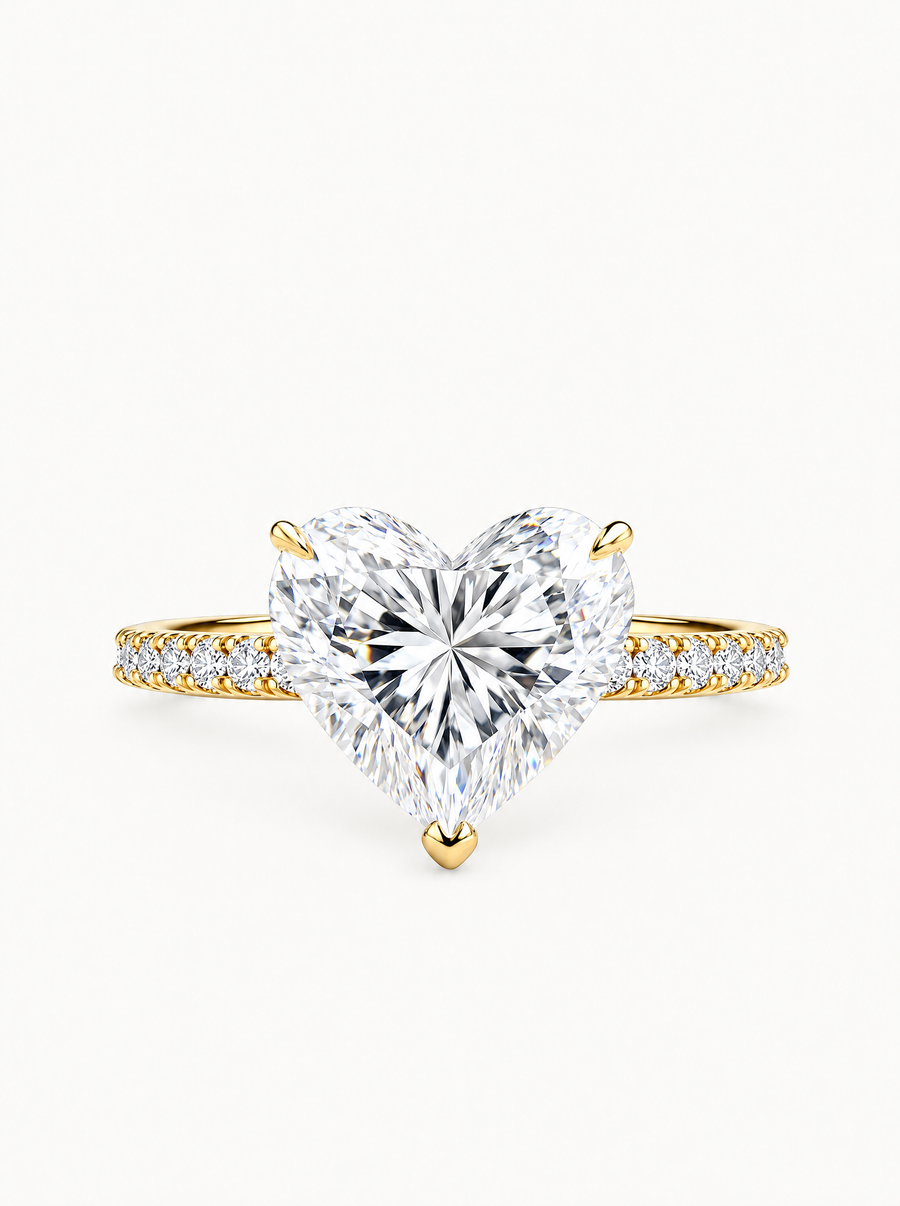 Heart Cut Solitaire Hidden Halo Lab Grown Diamond Engagement Ring