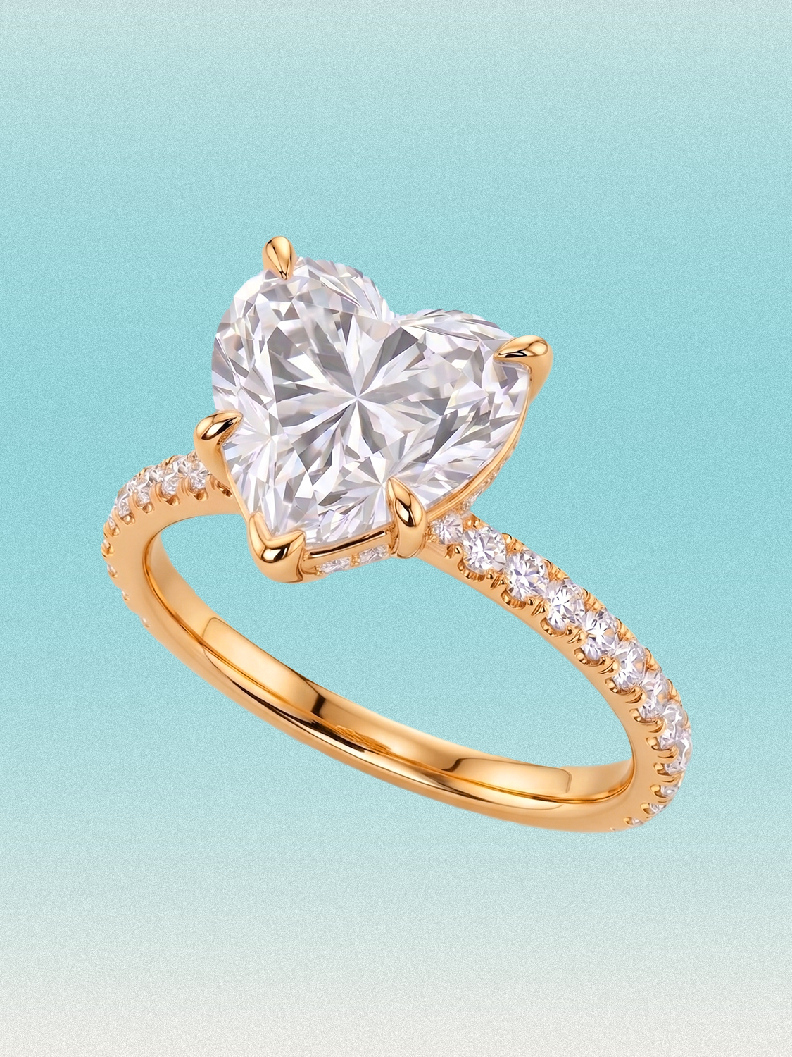 Heart Cut Solitaire Hidden Halo Lab Grown Diamond Engagement Ring