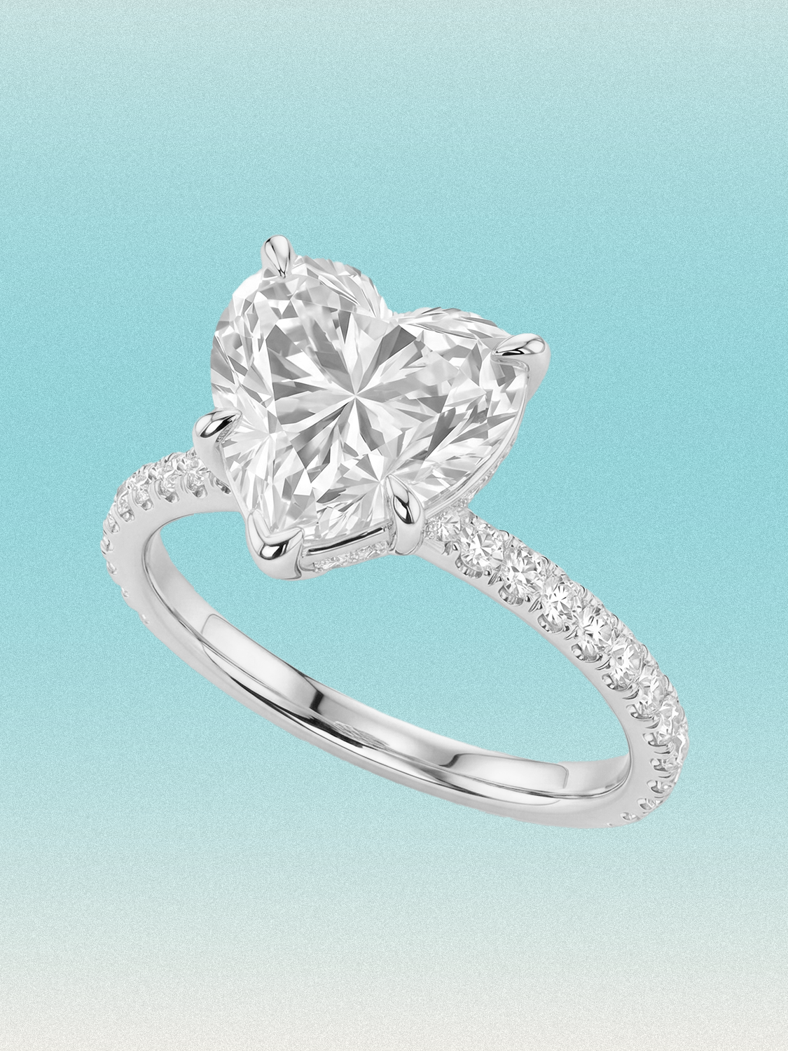 Heart Cut Solitaire Hidden Halo Lab Grown Diamond Engagement Ring