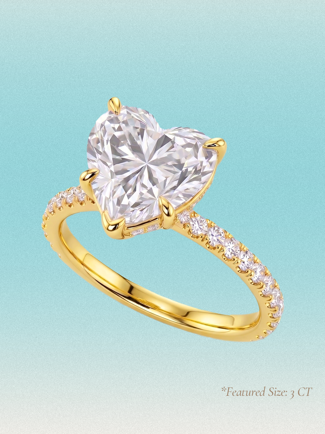 Heart Cut Solitaire Hidden Halo Lab Grown Diamond Engagement Ring